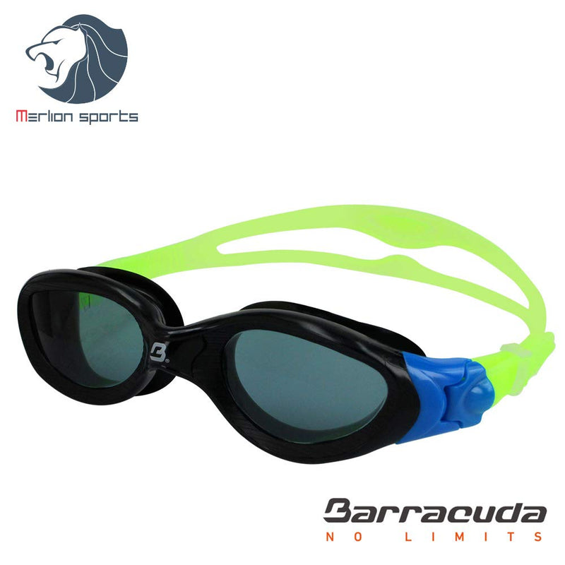 [AUSTRALIA] - Barracuda Swim Goggle Mirage - Curved Lenses Anti-Fog UV Protection, One-Piece Frame, Easy Adjustment Quick Fit, Comfortable No Leaking for Adults Men Women IE-15420 SMK/GRN 