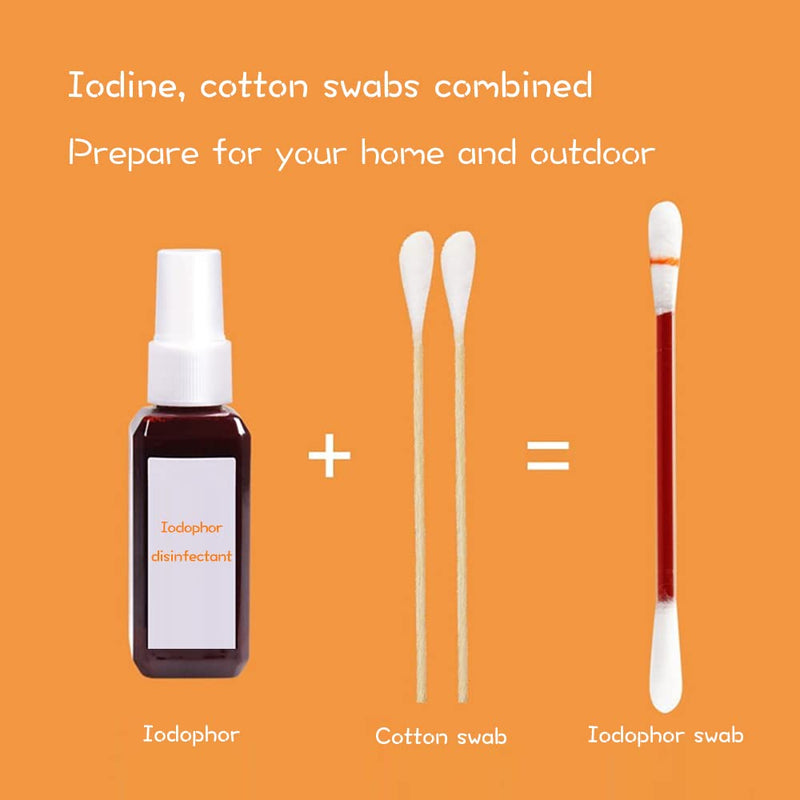 100 Pieces Disposable Iodine Cotton swabs Portable Iodine Disinfection Cotton swabs for Emergency Wound Care - BeesActive Australia