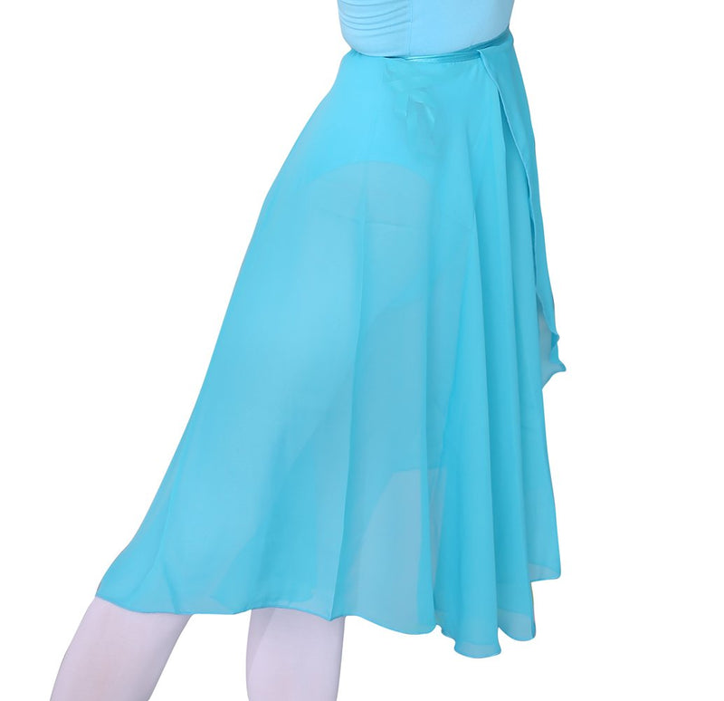 [AUSTRALIA] - woosun Adult Ladies Ballet Leotard Tutu Skirt Women Dance Wrap Over Scarf 60cm Length Skirt Chiffon Light Blue 