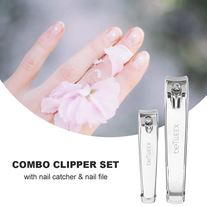 Nail Clippers Set,Combo Clippers with Fingernail and Toenail Clipper,Professional Stainless Steel Cutters 2Pcs - BeesActive Australia