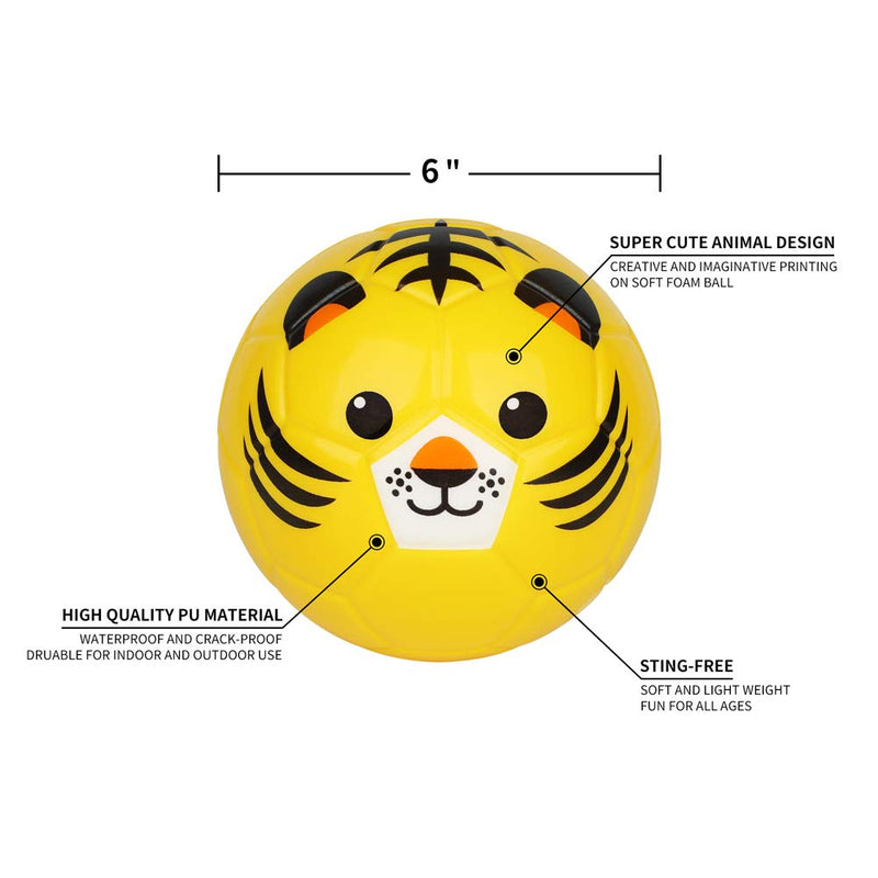 WEIER 6 Inches Mini Soccer,Cute Animal Design Soft Foam Ball for Kids Toddlers,Soft and Bouncy,Perfect Size for Kids Playing lion - BeesActive Australia