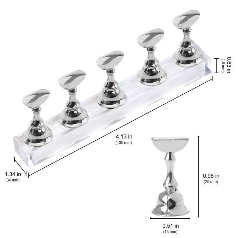 Optokeko Acrylic Nail Display Stand Magnetic Nail Practice Holder, Silver DIY False Nail Tip Practice Stand Fingernail Nail Art Stand - BeesActive Australia