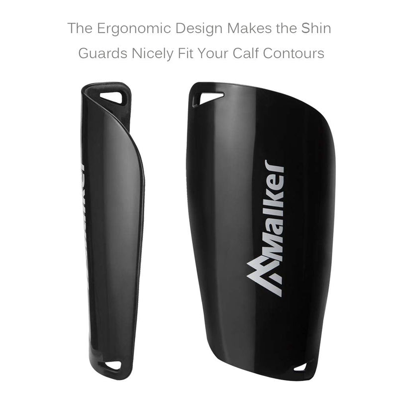 Malker Soccer Shin Guards for Kids Youth Adults Shin Guards Pads with Sleeves, Lightweight and Compact, Protective Soccer Equipment Black Medium - BeesActive Australia