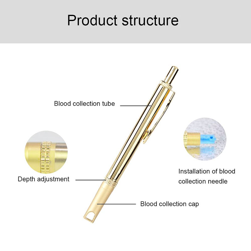 Blood Lancet Pen, Pure Copper Blood Painless Lancing Pen Cupping Acupuncture Therapy Device Blood Test Device for Lancets - BeesActive Australia