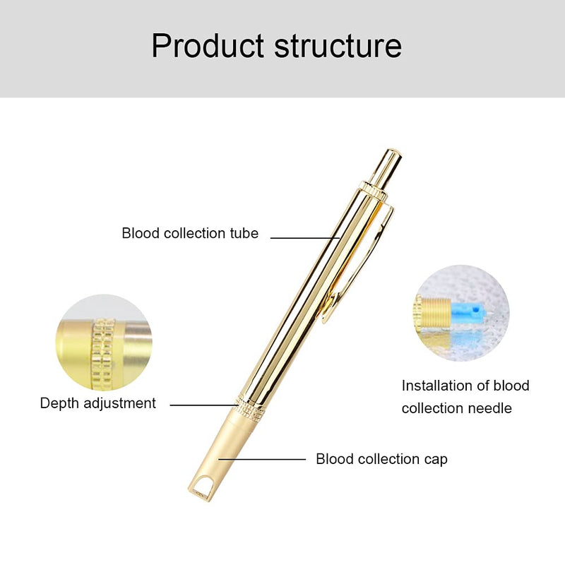 Blood Lancet Pen, Pure Copper Blood Lancing Cupping Blood Test Device Painless Lancing Pen Cupping Bloodletting Pen for Lancets - BeesActive Australia