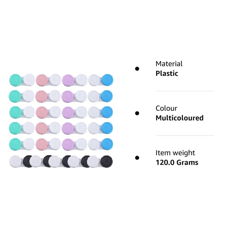 25 Pack Contact Lens Cases Portable Contact Lens Container Contact Lens Soaking Storage Case with L and R Caps, 5 Colors - BeesActive Australia