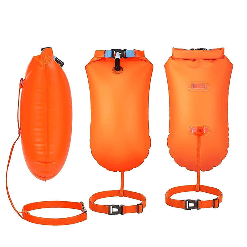 2 Pack 20L Waterproof Dry Bags Swim Bouy Float Swimming Marine Safety Inflatable Bubble Bag Visible with Storage Space & Adjustable Waist Belt,Lightweight for Swimmer,Training,Kayaking,Snorkeling - BeesActive Australia