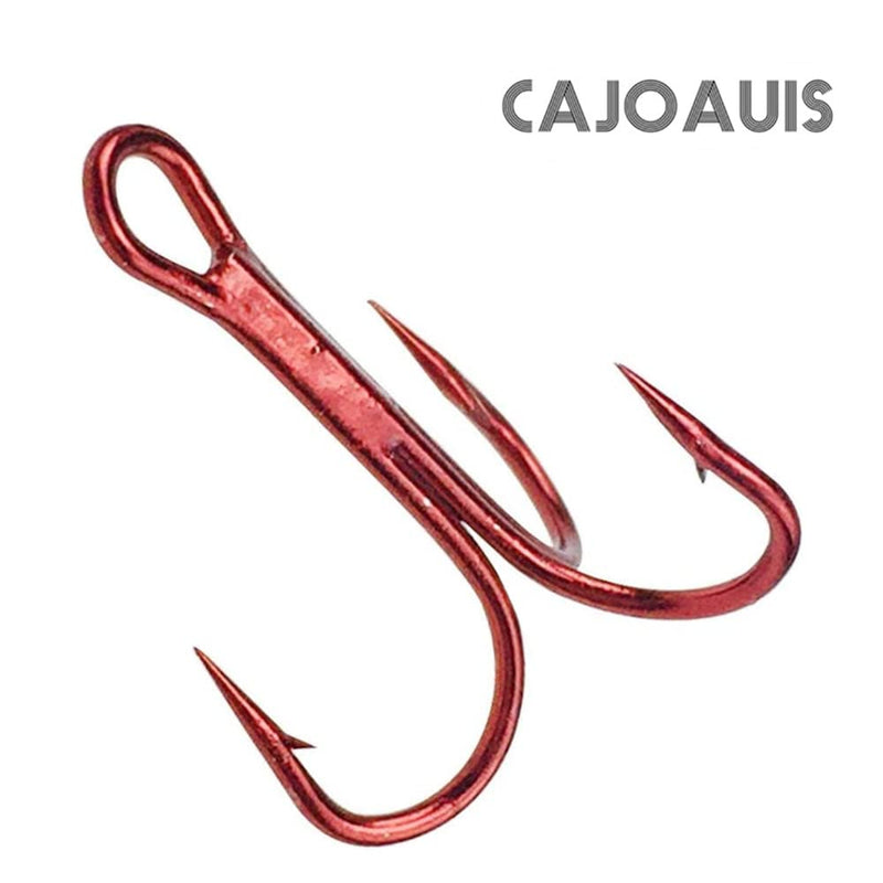 Cajoauis Fishing Treble Hooks High Carbon Steel Treble Hooks Super Sharp Solid Triple Barbed Red 1/0-30pcs - BeesActive Australia