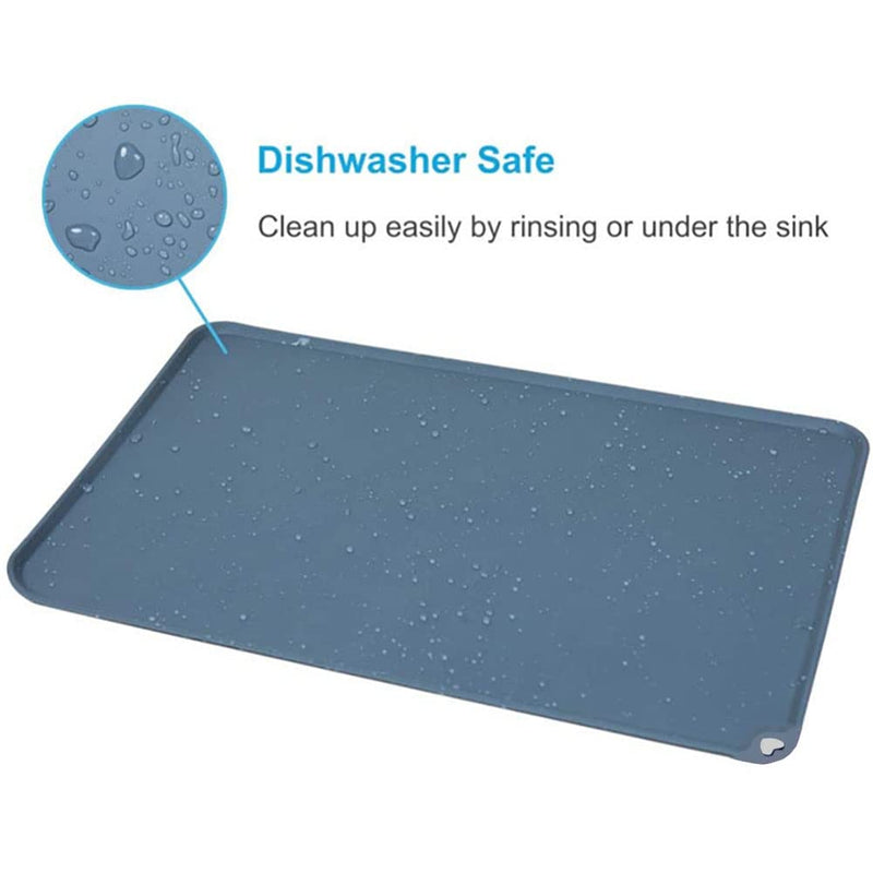 JiangYanus Silicone Pet Feeding Mat for Dog Cat Bowls, Waterproof Pet Food Mat Tray with Edges, Non Slip Dog Cat Bowl Mats for Food and Water, Pet Bowl Mat Dog Placemats for Floors 16.1 x 12.2 inch Pink - BeesActive Australia