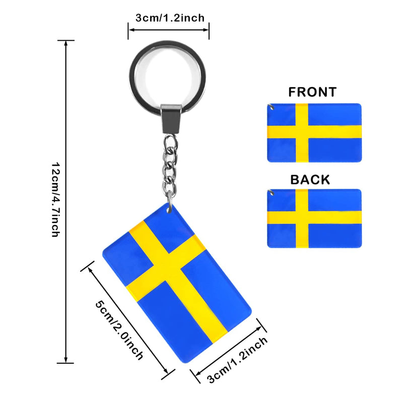 QQSD Sweden Flag Keychain Swedish Key Ring (2 Pack) - BeesActive Australia