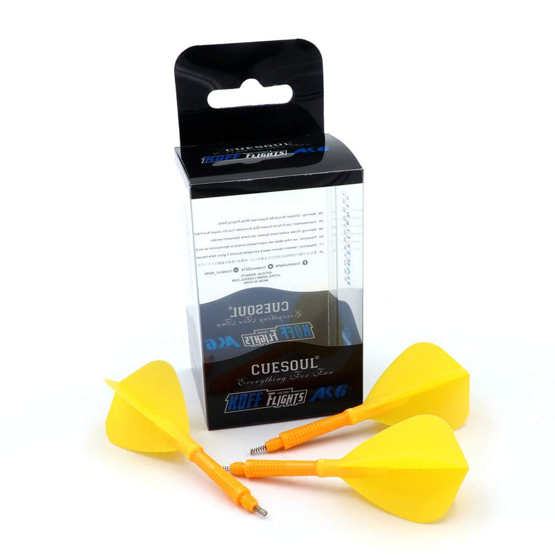 [AUSTRALIA] - CUESOUL Koff AK6 Kite Dart Stem with AK4 Moulded Flights,Set of 3 pcs Yellow Kite F Size-shaft length 50mm-srew not included 