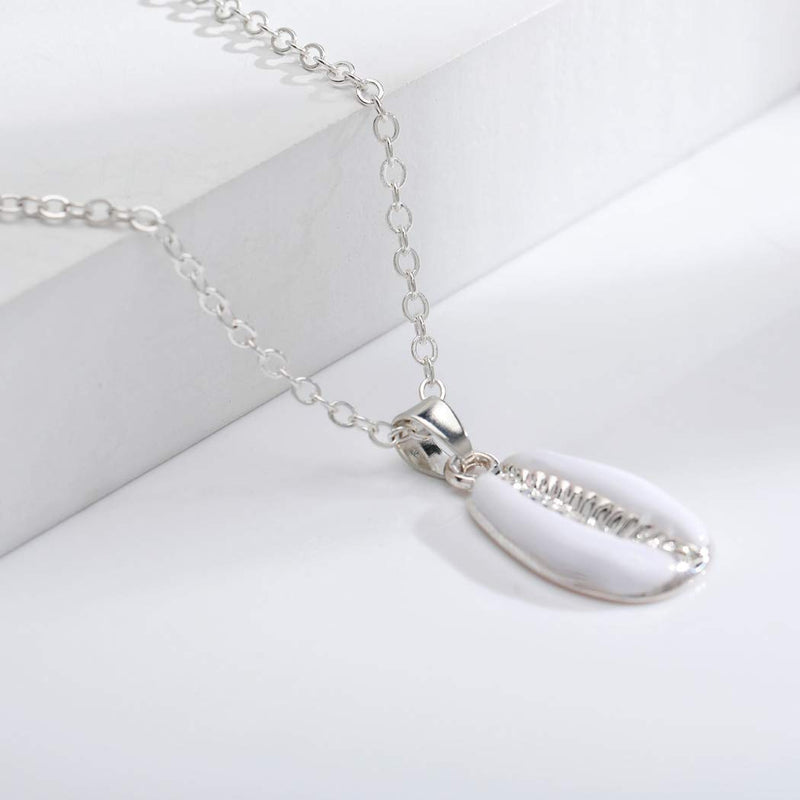 Jovono Silver Boho Shell Pendant Necklace Fashion Multilayered Necklace Jewelry Chain for Women and Girls - BeesActive Australia