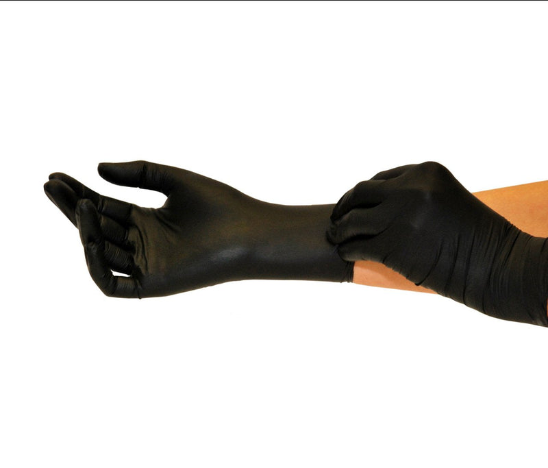Nitrile Gloves 100 Pieces Box (L, Black) Disposable Examination Gloves, Powder Free, Latex Free, Non Sterile, Medical, Tattoo, Gloves, Single Use - BeesActive Australia