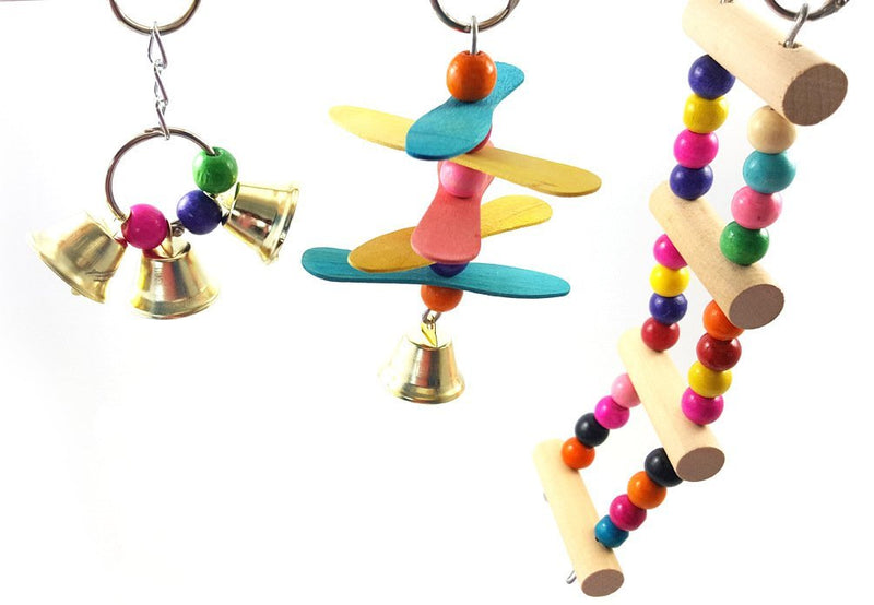 Natural Wood Bird Ladder Wood Parakeet Toy Parrot Swings Hammock Hanging Toy for Small Birds Parakeet Cockatiel Cage Accessories B - BeesActive Australia