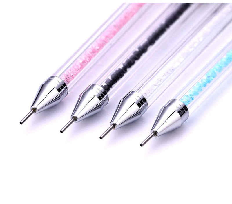 Onwon 4 Pcs Dual-Ended Nail Rhinestone Picker Wax Silicone Tip Pencil Pick Up Applicator Dual Tips Dotting Pen Beads Gems Crystals Studs Picker with Acrylic Handle Manicure Nail Art Tool - BeesActive Australia