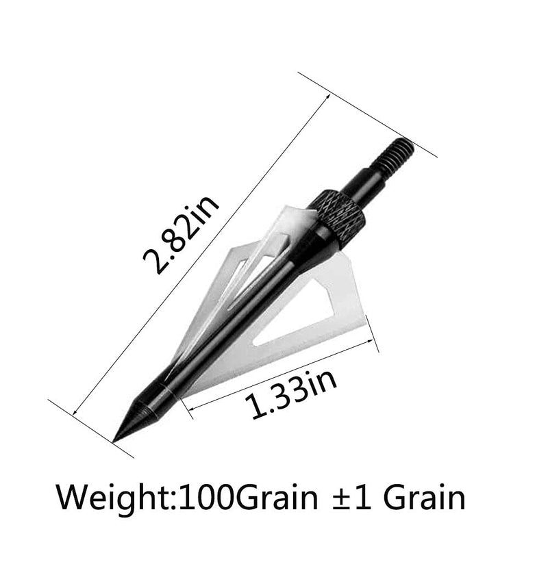 EOOENOON Hunting Broadheads 100/125 Grains, Archery Broadheads Screw-in Arrow Heads Arrow Tips Compatible with Traditional Bows and Compound Bow D-black - BeesActive Australia