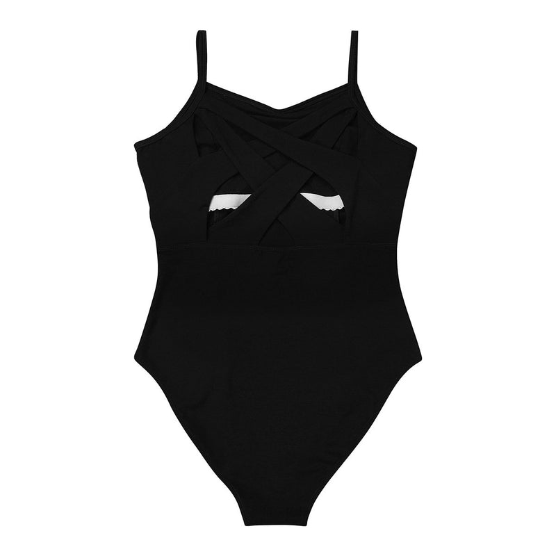 [AUSTRALIA] - JEATHA Women's Ballet Dance Camisole Criss Cross Gymnastics Tank Leotard Bodysuit Dancewear Black Medium 