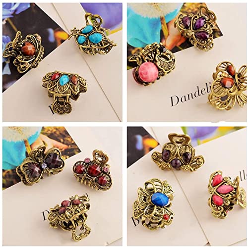 12 Pcs Mini Hair Clips Vintage Mini Jaw Claw Clips Mini Metal Hair Clamps Mini Butterfly Jaw Clips for Girl Women Hair DIY Accessory ( Random Style ) - BeesActive Australia