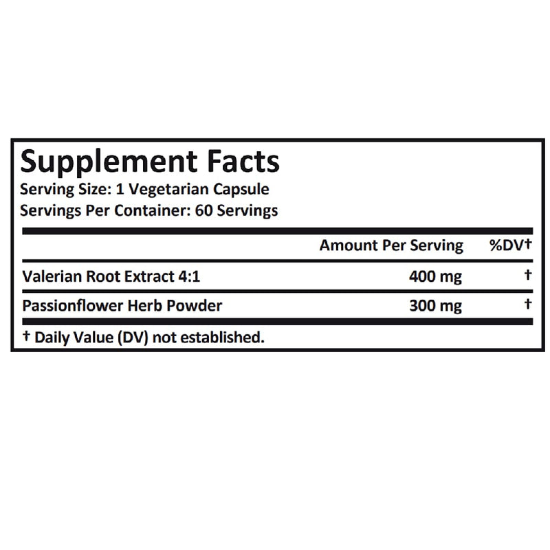 Real Herbs Valerian Root Pure Extract 4:1 400mg and Passion Flower Powder 300mg - 700mg - Natural Sleep Aid, Promotes Calmness and Peace of Mind - 60 Vegetarian Capsules - Gluten Free - BeesActive Australia