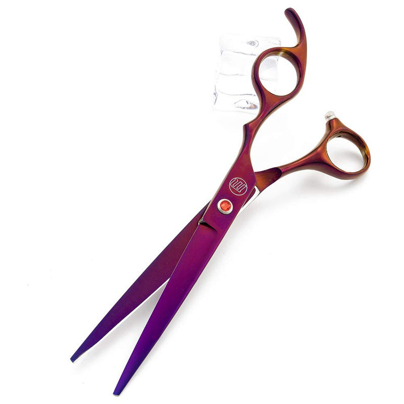Moontay Professional 7.0/8.0 inches Dog Grooming Scissors Set, 4-Pieces Straight, Upward Curved, Downward Curved, Thinning/Blending Shears for Dog, Cat and Pets, JP Stainless Steel 7 Inch (Pack of 4) Purple - BeesActive Australia