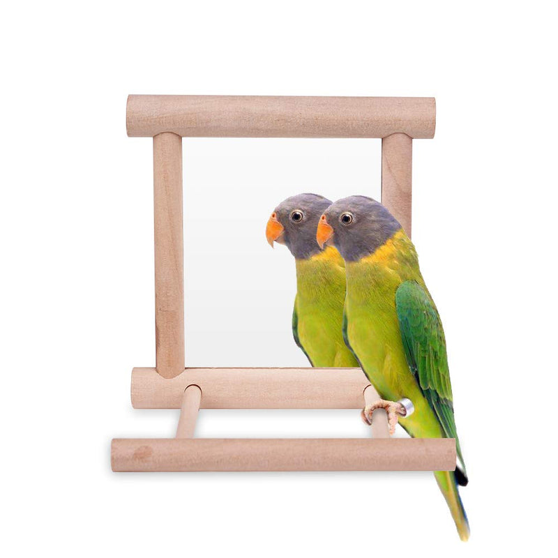 HAPPTYTOY Bird Toy for Parrot Parakeets Conures Cockatiels Cage Swing Wooden Fun Play Toy for Birds (Mirror) - BeesActive Australia