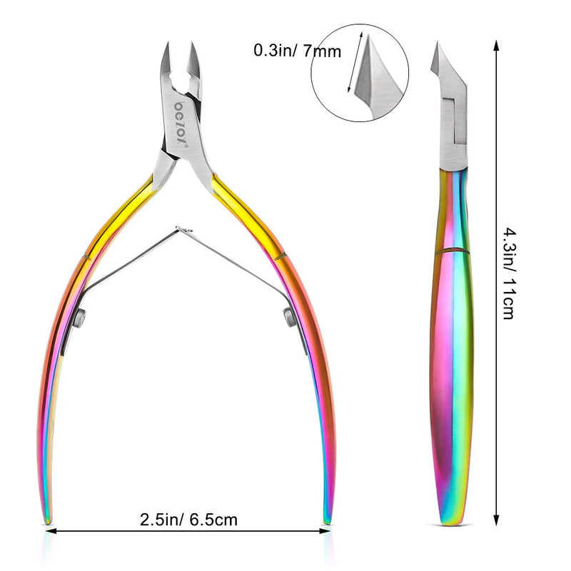 BEZOX Professional Cuticle Clipper with Tip Cover, Rainbow Finish, Stainless Steel Manicure Tool Cuticle Remover, 7mm Jaw, 1 Piece - BeesActive Australia