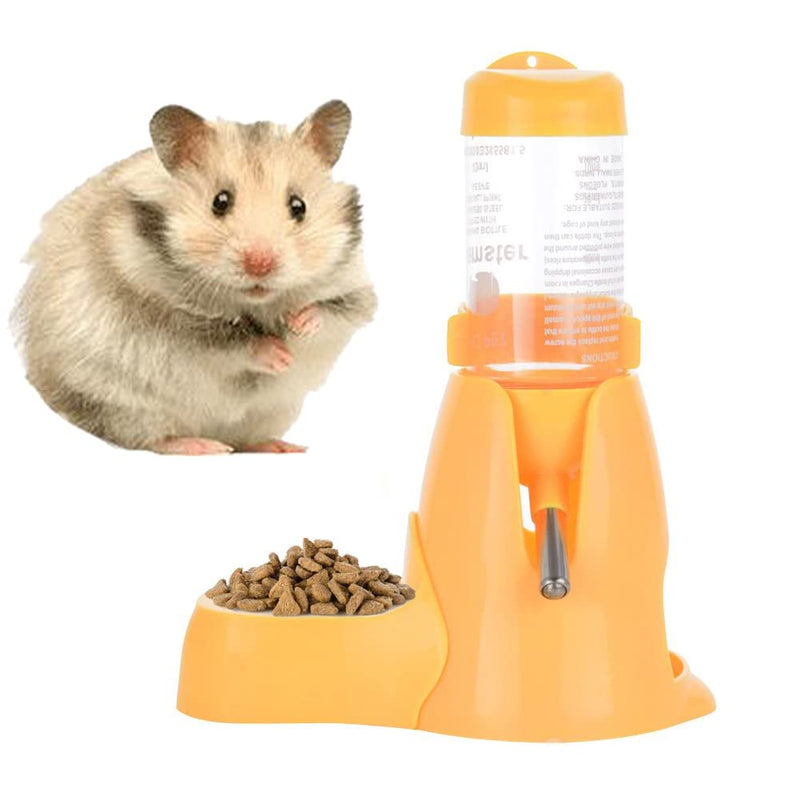 Litewoo Hamster Water Bottle with Food Container Base Hut Drinking Dispenser for Dwarf Hamster Rats Mouse Gerbil Mice (Removable Base) 80ml Yellow - BeesActive Australia
