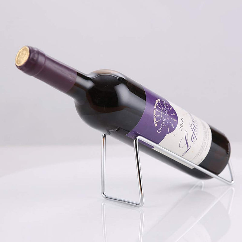Metal Wine Rack Freestanding -Tabletop Wine Rack Holder - Countertop Wine Bottle Holder - Geometric Design for Table Top Wine Bottle Storage Rack,Perfect Wine Holder Stand (Silvery) 1 Silver - BeesActive Australia