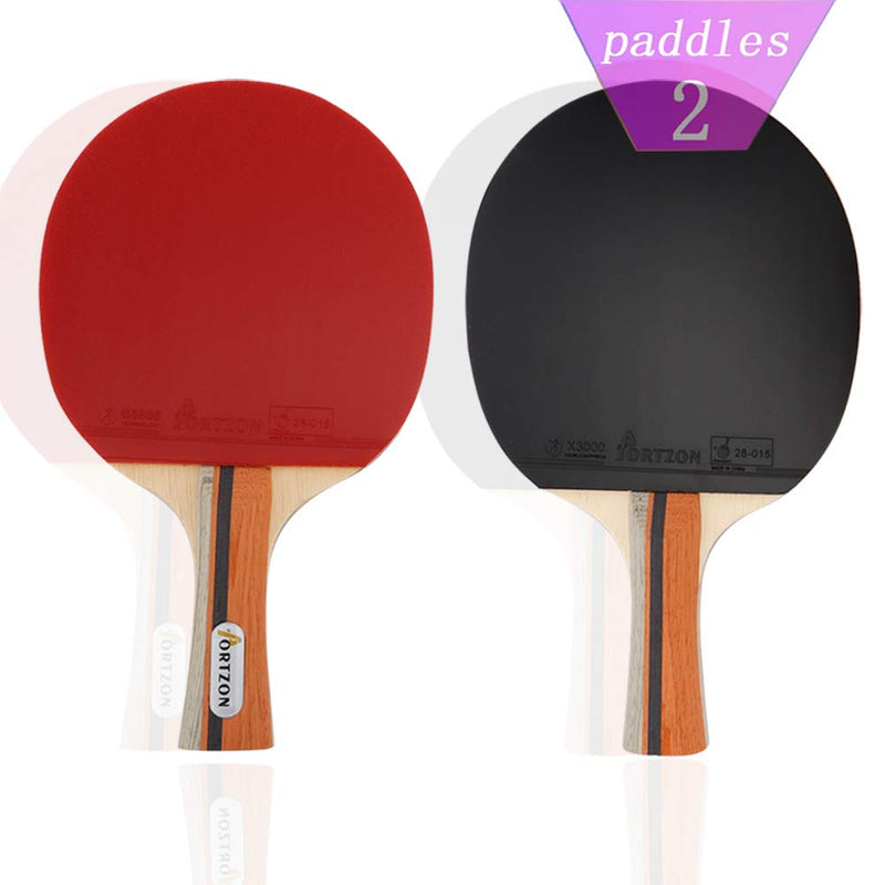 [AUSTRALIA] - Portzon Ping Pong Paddle Advanced Training Table Tennis Racket,Wooden Blade Surrounded by Rubber for Excellent Balance Spin, Speed Control ,2 Pack 