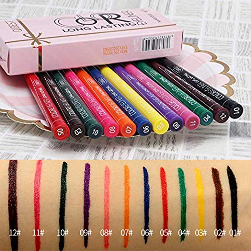 Neon Liquid Eyeliners, QIBEST Matte Bright Colorful Eyeliner Set 12 Colors Waterproof High Pigment Smudgeproof Long Lasting Liquid Eye Liner Pen Set (Gift Set) Gift Set - BeesActive Australia