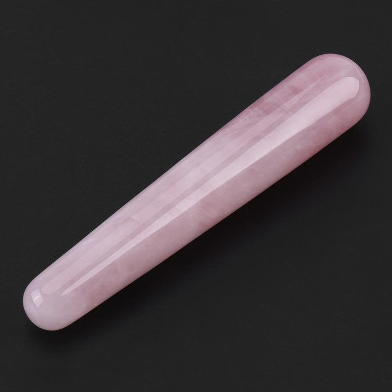 FTVOGUE Massage Stone Rose Natural Quartz Crystal Face Massage Wand Stone Smooth Stick Massaging Treatment Tool Pink 110mm(Pink) - BeesActive Australia