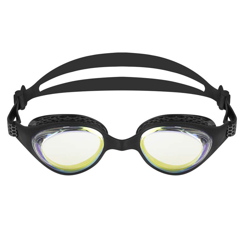 [AUSTRALIA] - LANE 4 iexcel Performance & Fitness Junior Swim Goggle - Hydrodynamic Design, Anti-Fog UV Protection for Adults Men Women VX-961 (Clear Gold/BLK, -0.0) 