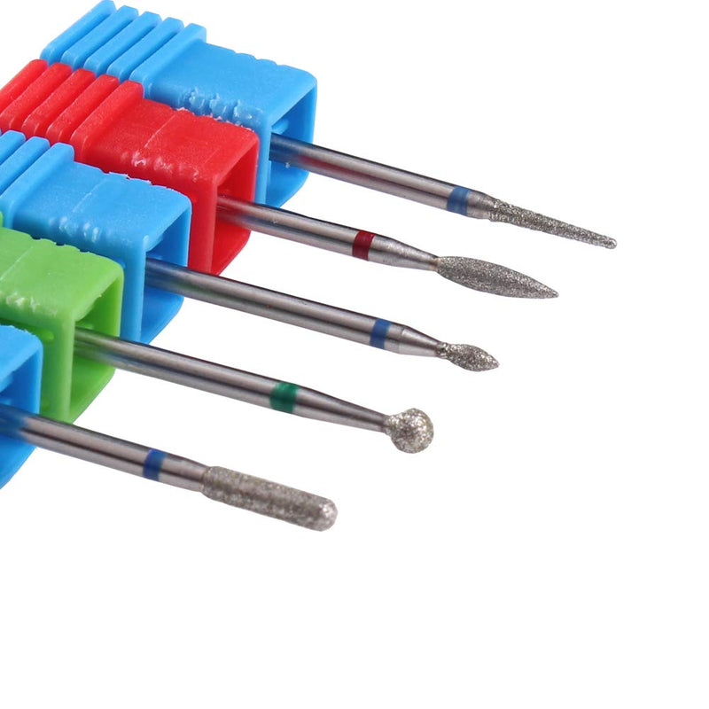 MZCMSL Russian Manicure Drill Bits, Cylinder/Ball/Flame/Needle Cuticle Bit,3/32 Shank Diamond Nail Drill Bit,5pcs Russian Cuticle Bits Set - BeesActive Australia