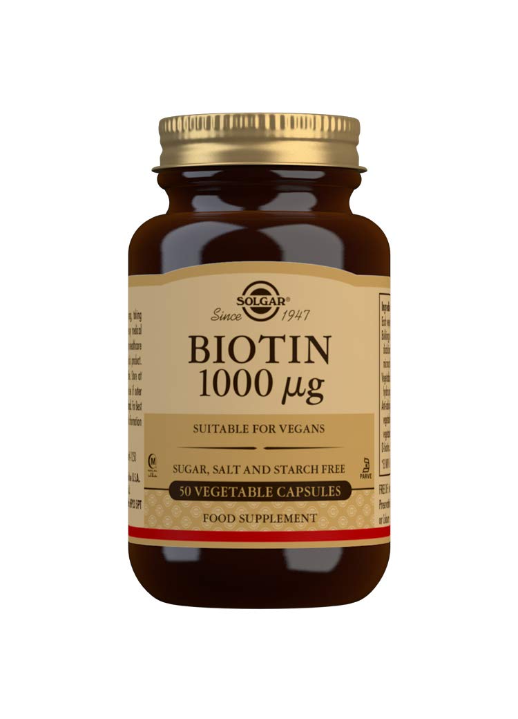 Solgar Biotin 1000 �g Vegetable Capsules - Pack of 50 - For Healthy Hair and Skin - Promotes Energy and Vitality - Vegan - BeesActive Australia