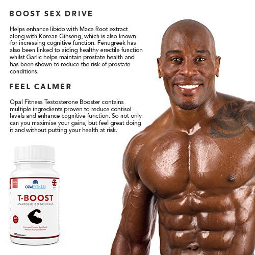 Testosterone And Libido Booster For Men By Opal Fitness - Anabolic Male Enhancing Vegan Capsules With Maca Root, Ginkgo Biloba, Korean Ginseng - Reduce Stress & Cortisol - Produced In The UK - 120 Capsules - BeesActive Australia