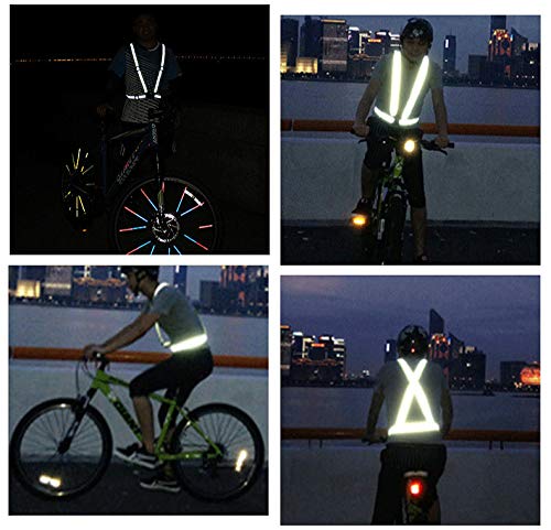 SGHVLU Running Reflective Vest 2 Pieces ElasticAdjustable ReflectiveVest with4 High-Visibility ReflectiveBelts Fluorescent Green + Orange - BeesActive Australia