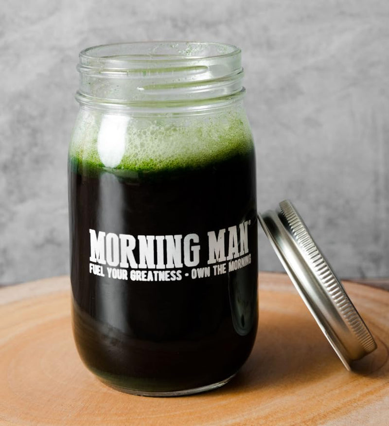 MORNING MAN Greens Powder Probiotic Superfood Mix with 95mg Caffeine, 75+ Vitamins, Green Tea & Coffee Bean Extracts, Digestive Enzymes, Gluten Free, Vegan, Supports Energy, Gut Health, 30 Servings - BeesActive Australia