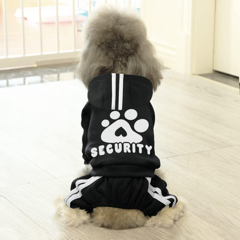 Otunrues Dog Hoodie, Dog Clothes Sweater 4 Legs Dog Jumpsuit Fleece Sweatshirt Security Patterns Dog Outfit Dog Winter Clothes Cotton Puppy Hoodies for Small Medium Large Dogs Cats Apparel Black - BeesActive Australia