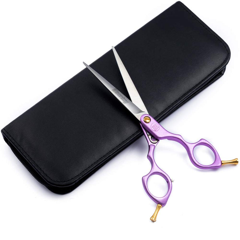 Moontay 6.0" Professional Curved Pet Grooming Scissor, Dog Cat Grooming Shear/Scissor with Ultra-Light Aeronautical Aluminum Handle, 440C Japanese Stainless Steel Grooming Scissor Purple 6.0" Straight Cutting Scissor - BeesActive Australia