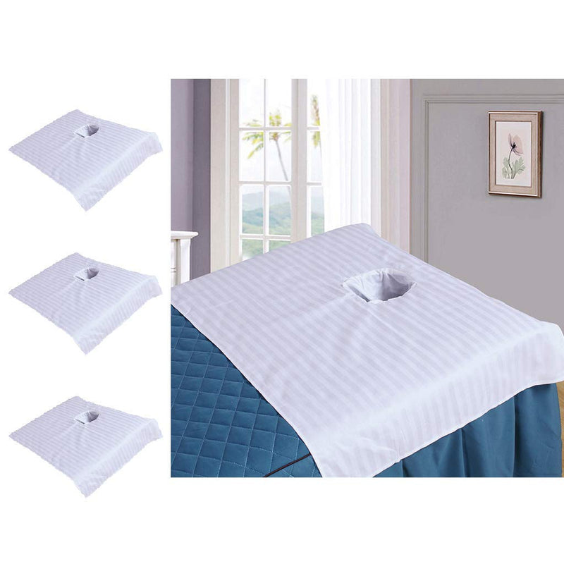 zalati Linens 3pcs Head Cover Sheet with Face Hole Reusable Washable for Massage Couch Spa Bed Table 50*80 cm White - BeesActive Australia