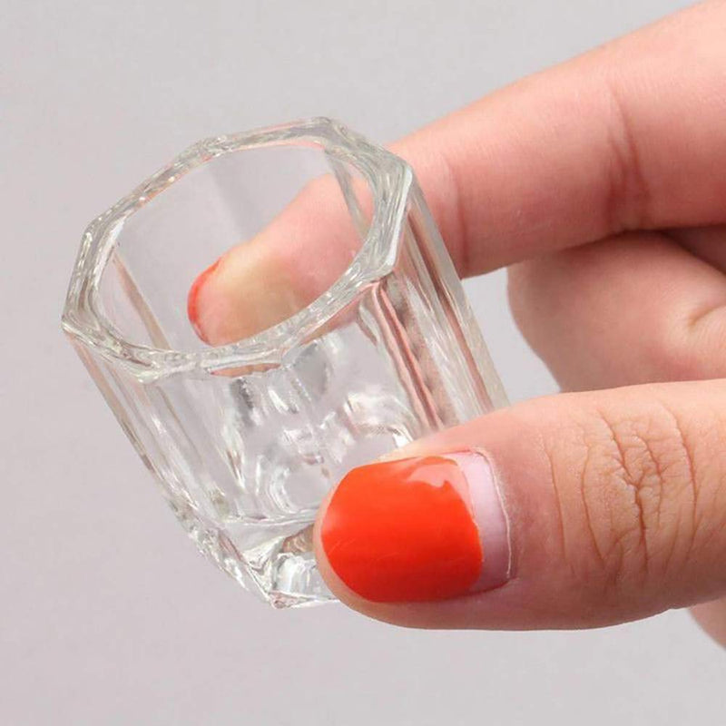 Kalolary 2 Pcs Mini Dappen Dish for Nail Acrylic Powder, Glass Crystal Cup with Stainless Steel Lid Nail Art Acrylic Liquid Powder Nail Crystal Bowl Glassware Tools for Nail Art Manicure - BeesActive Australia