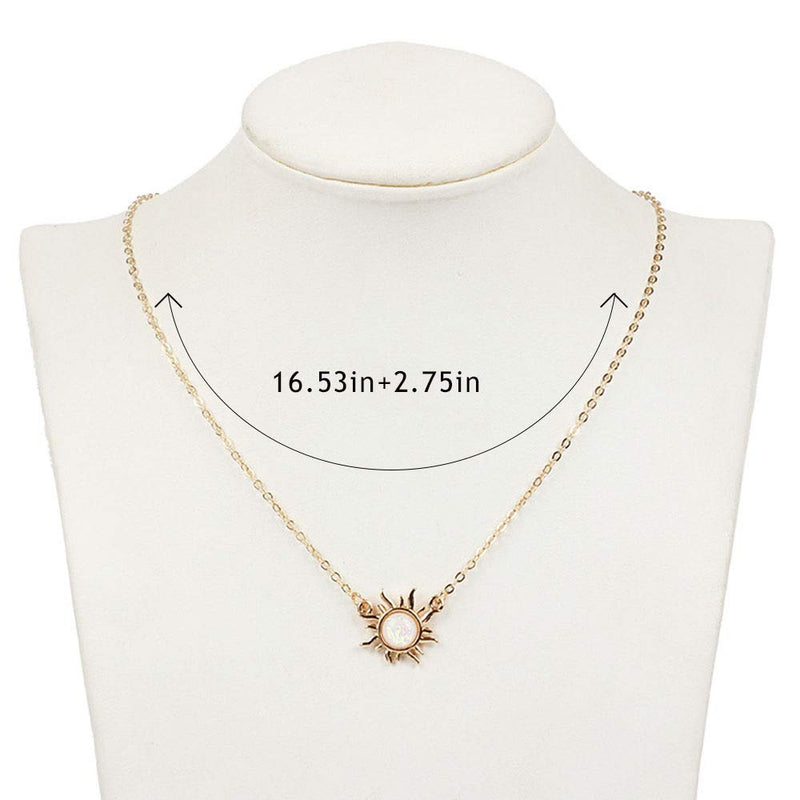 Adflyco Simple Sunflower Necklace Opal Pendant Necklaces Chain Jewelry Adjustable for Women and Girls (Gold) Gold - BeesActive Australia