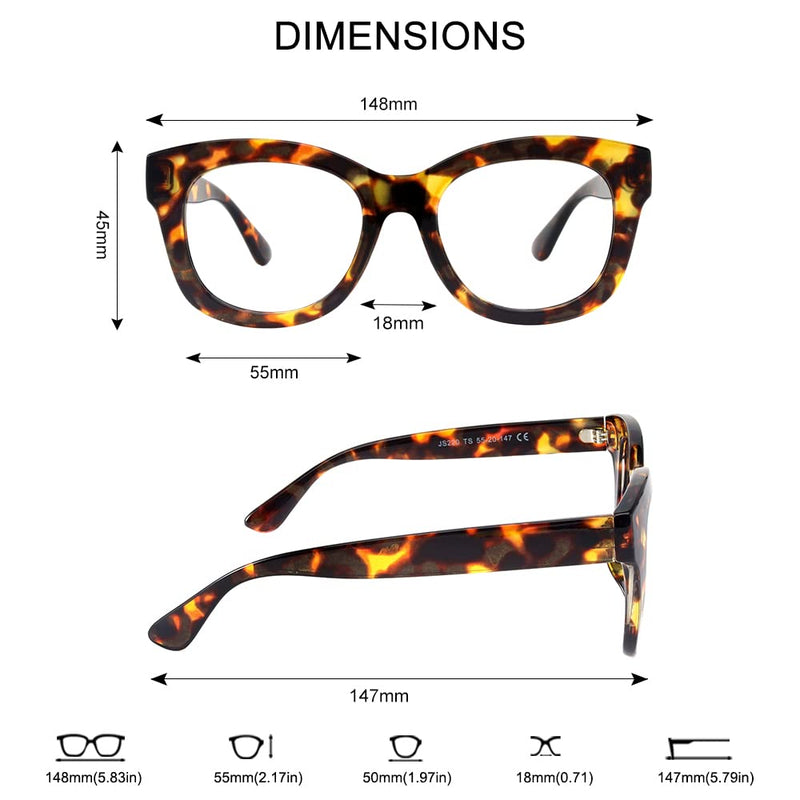 JiSoo Reading Glasses Women/Men Designer Oversized Readers, Thick Large Round Ladies Reading Glasses A-tortoise 1.25 x - BeesActive Australia