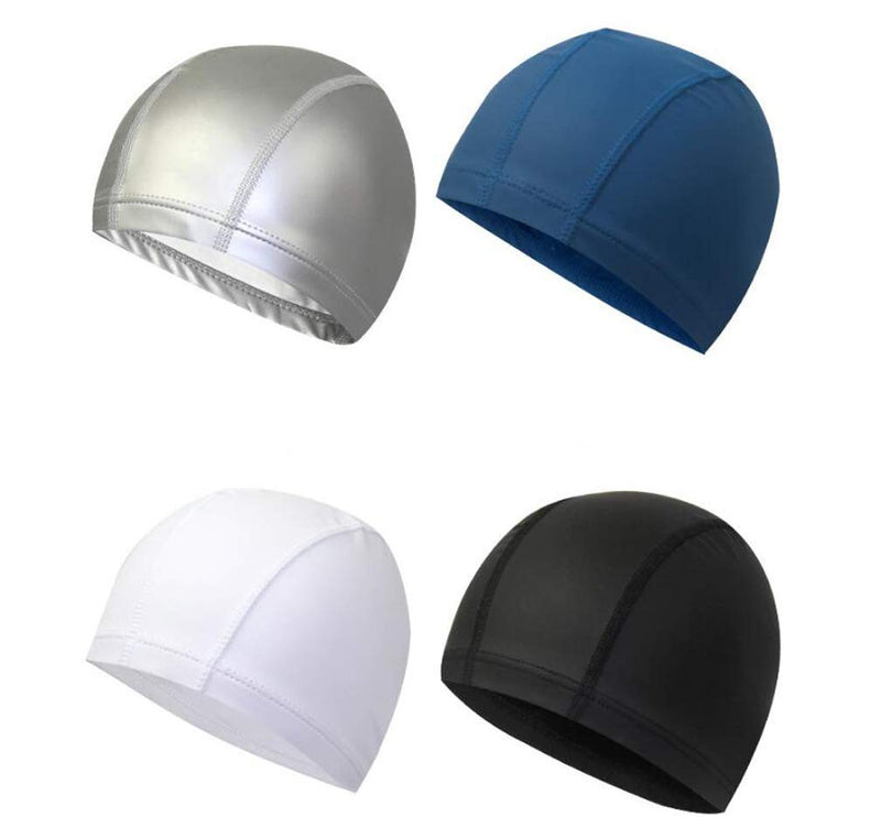 Flyusa FZBNSRKO Candy Color Waterproof High Elastic Lycra Swim Caps with PU Coat PU Swimming Cap for Men and Women Long Hair White - BeesActive Australia