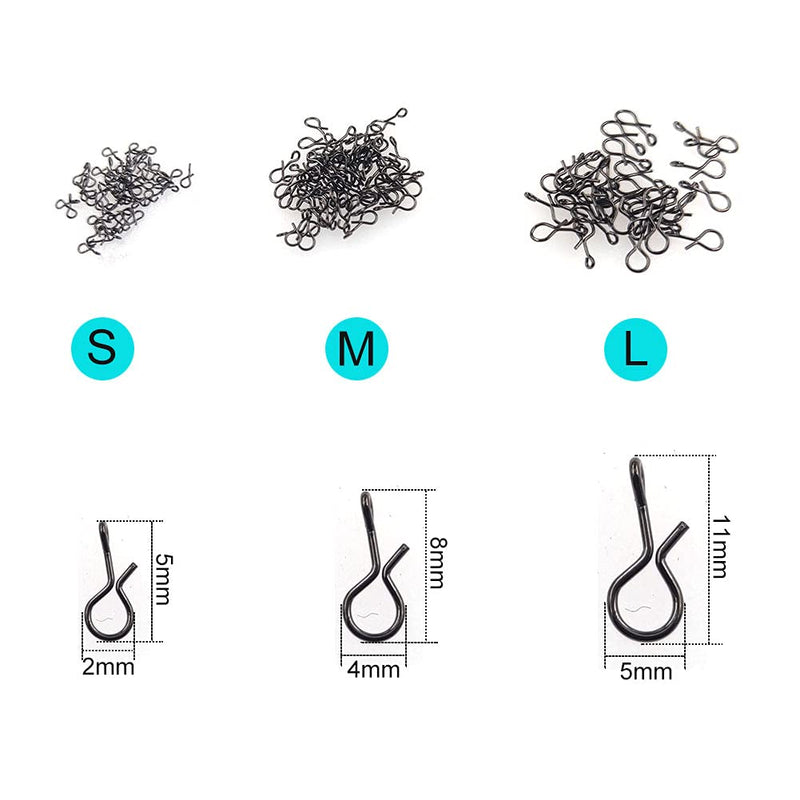 unclesportinfof No-Knot Fast Snaps Fly Fishing Snap No Knot Snaps Quick Change Connect snap for Flies Hook & Lures Black Color Pack of 100 (S-5mm/0.2"-100PCS) - BeesActive Australia