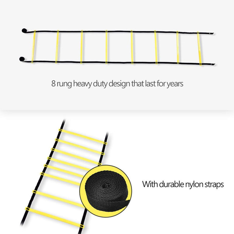 TOPINCN Speed&Agility Training Set, 4m Agility Ladder Exercise Workout Equipment Boost Fitness for Training Football, Soccer - BeesActive Australia