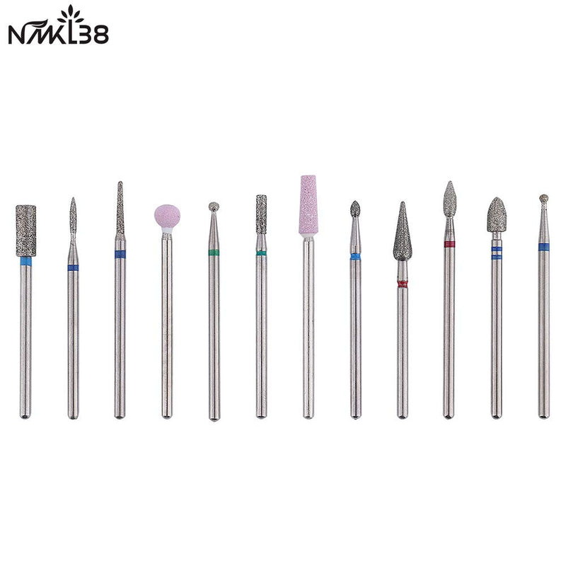 NMKL38 12PCS Cuticle Nail Drill Bits Electric Nail File Burrs Rotary Nail Cleaner Polishing Buffing File Grinder for Nail Salon Manicure Pedicure Tools SET 1 - BeesActive Australia