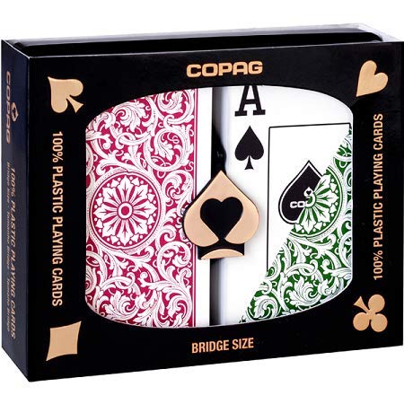 [AUSTRALIA] - Copag Bridge Size Jumbo Index 1546 Playing Cards (Green Burgundy Setup) 