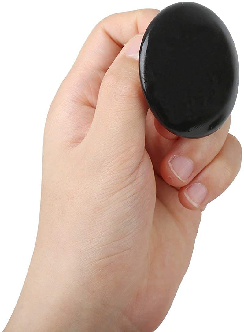 ANCLLO 2Pcs Hot Stones Mushroom Shaped Massage Stones Warmer Natural Hot Stones Tools for Body Face for Essential Massage Spa Massage Therapy Black - BeesActive Australia