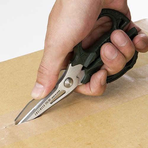 ENGINEER PH-55 Multi-Function, 160mm Compact Scissors, Electrician Scissors, with 4-in-1 Combi Blade - cuts Carpet, Leather, Solid Copper Wire, Insulated cable, CDs, Thick Rope & More. Made in Japan Single - BeesActive Australia